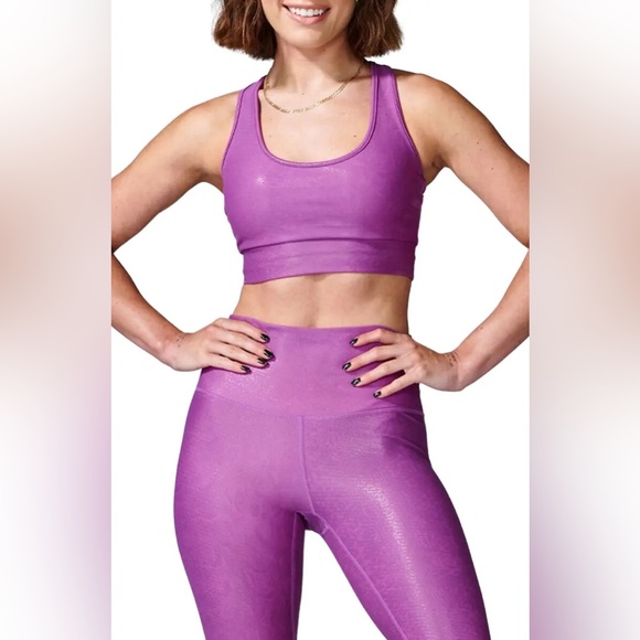 Electric Yoga Large Python Magenta Activewear Sports Bra & Leggings Set Outfit - Picture 9 of 12